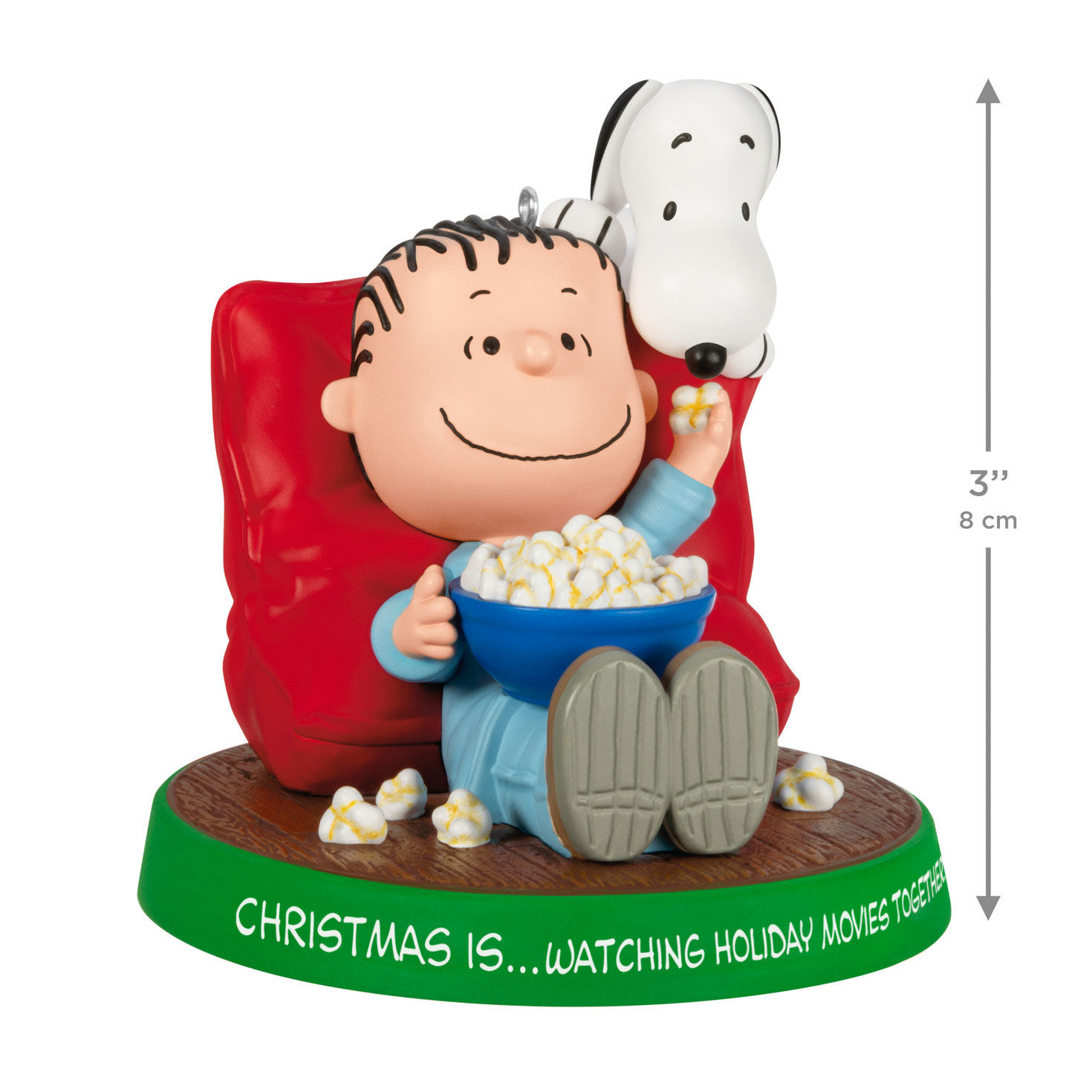 Linus Snoopy With Popcorn Keepsake Ornament measurement image number 3