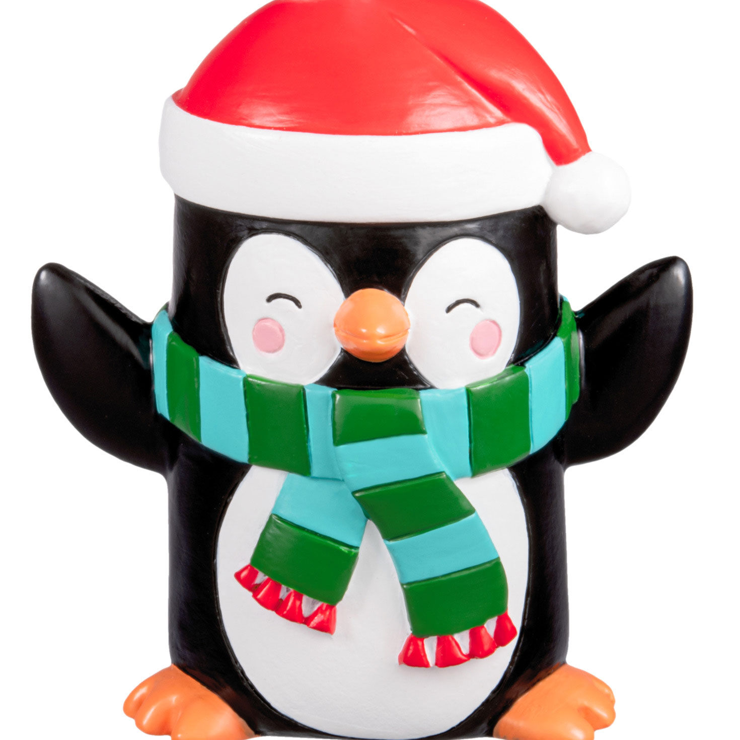 Penguin in Santa Hat Christmas Ornament closeup view image number 5