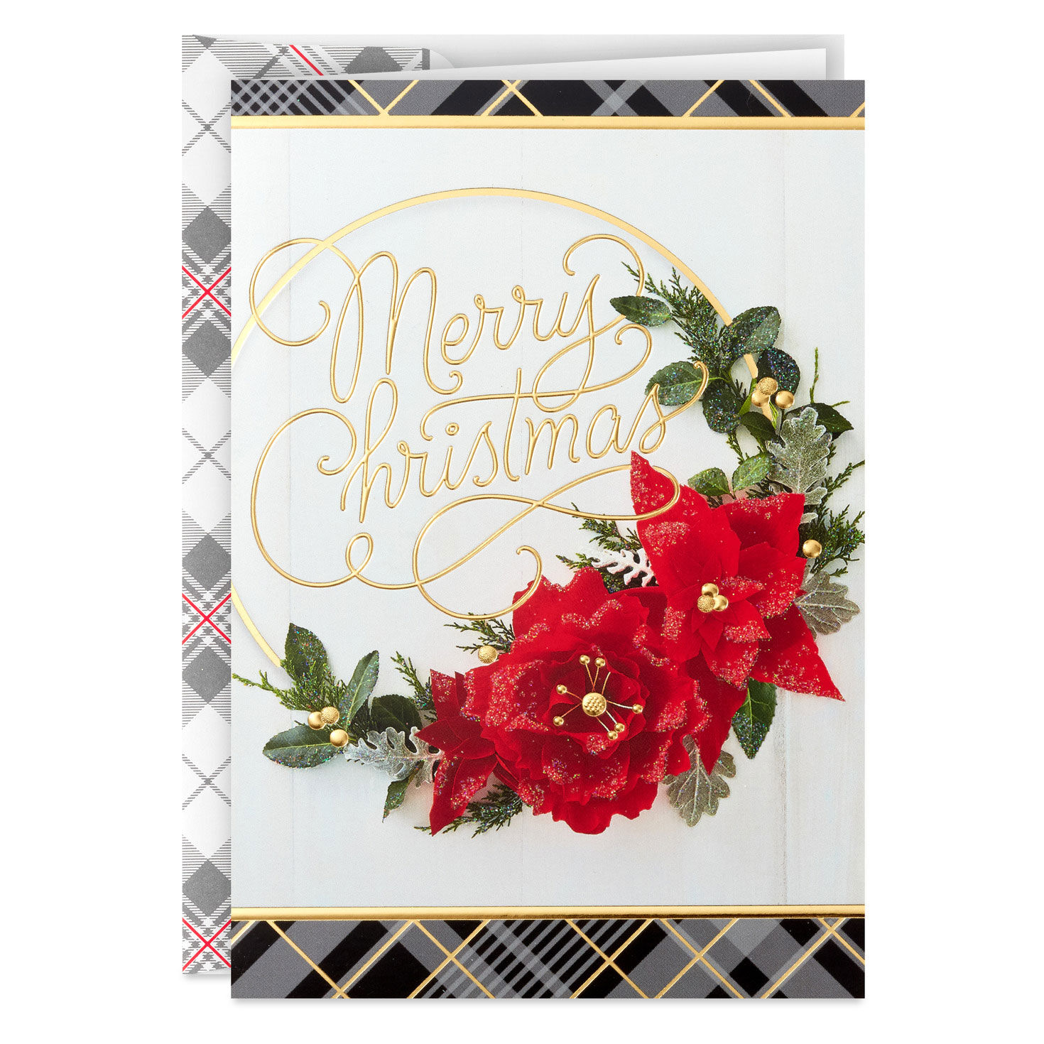 Merry Christmas Poinsettia Wreath Boxed Christmas Cards, Pack of 16 for only USD 15.49 | Hallmark