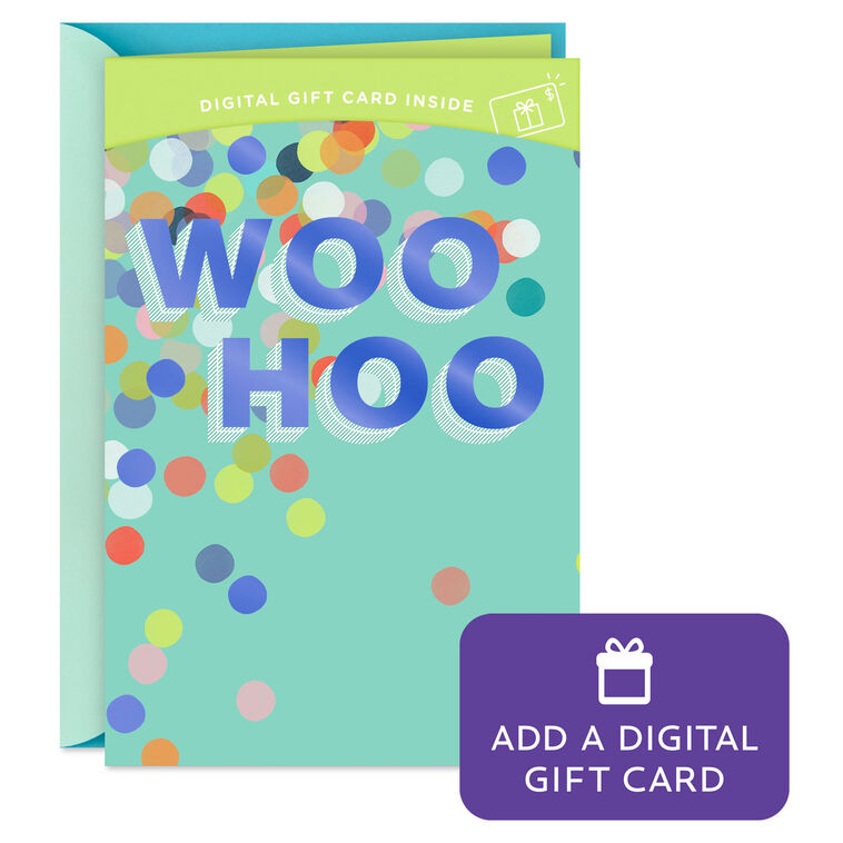 Woo Hoo Confetti Gift Card Greeting Congratulations Card