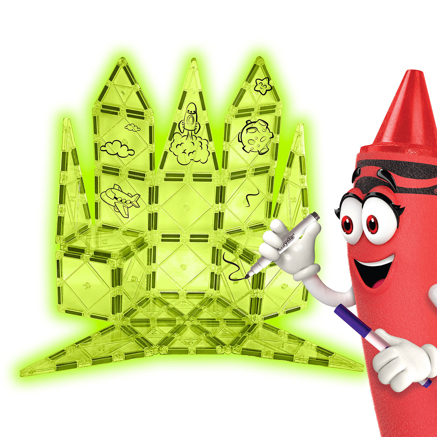 Crayola Glow Doodle Magnetic Tiles Set, 30 pieces, , large image number 2