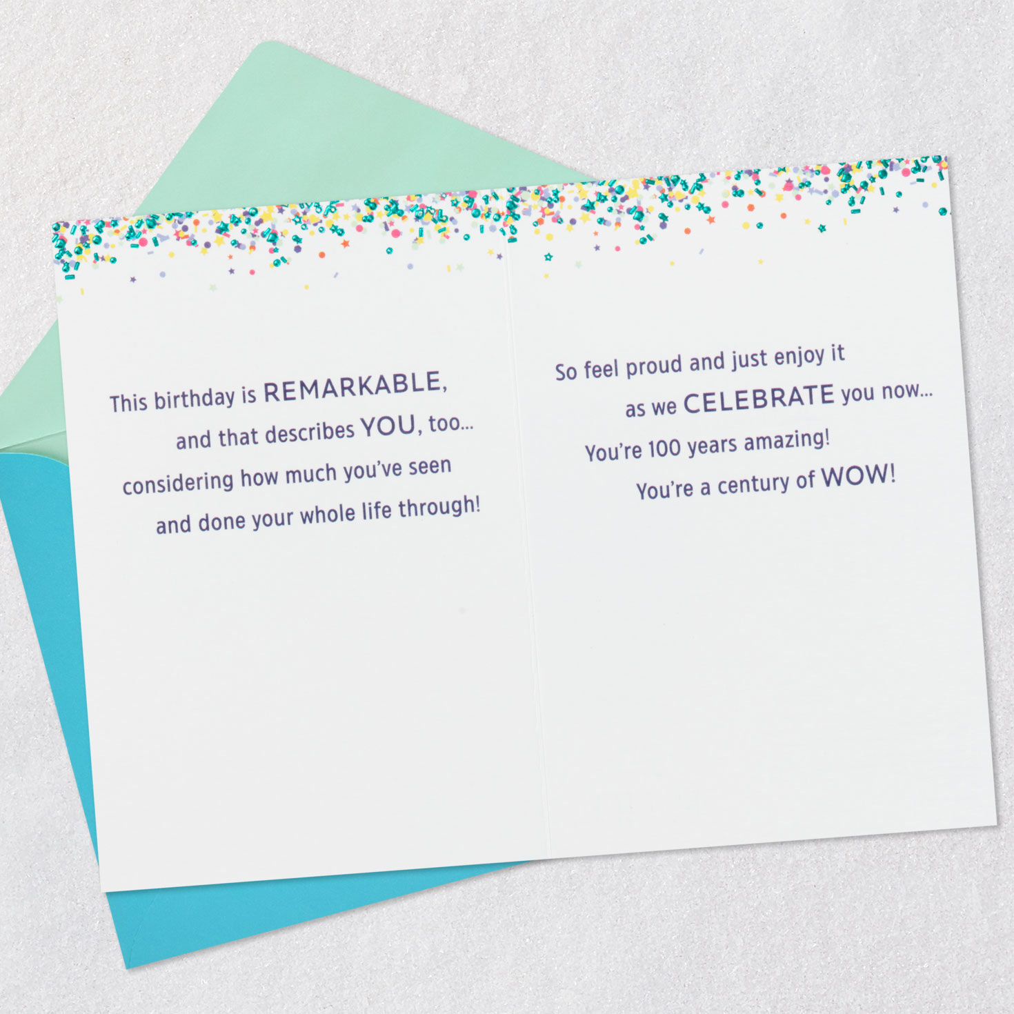 Silver Foil on Navy 100th Birthday Card Open card with envelope image number 4