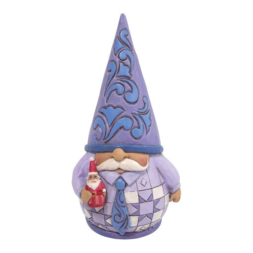 Jim Shore Purple Gnome Holding Santa Figurine, 5", 