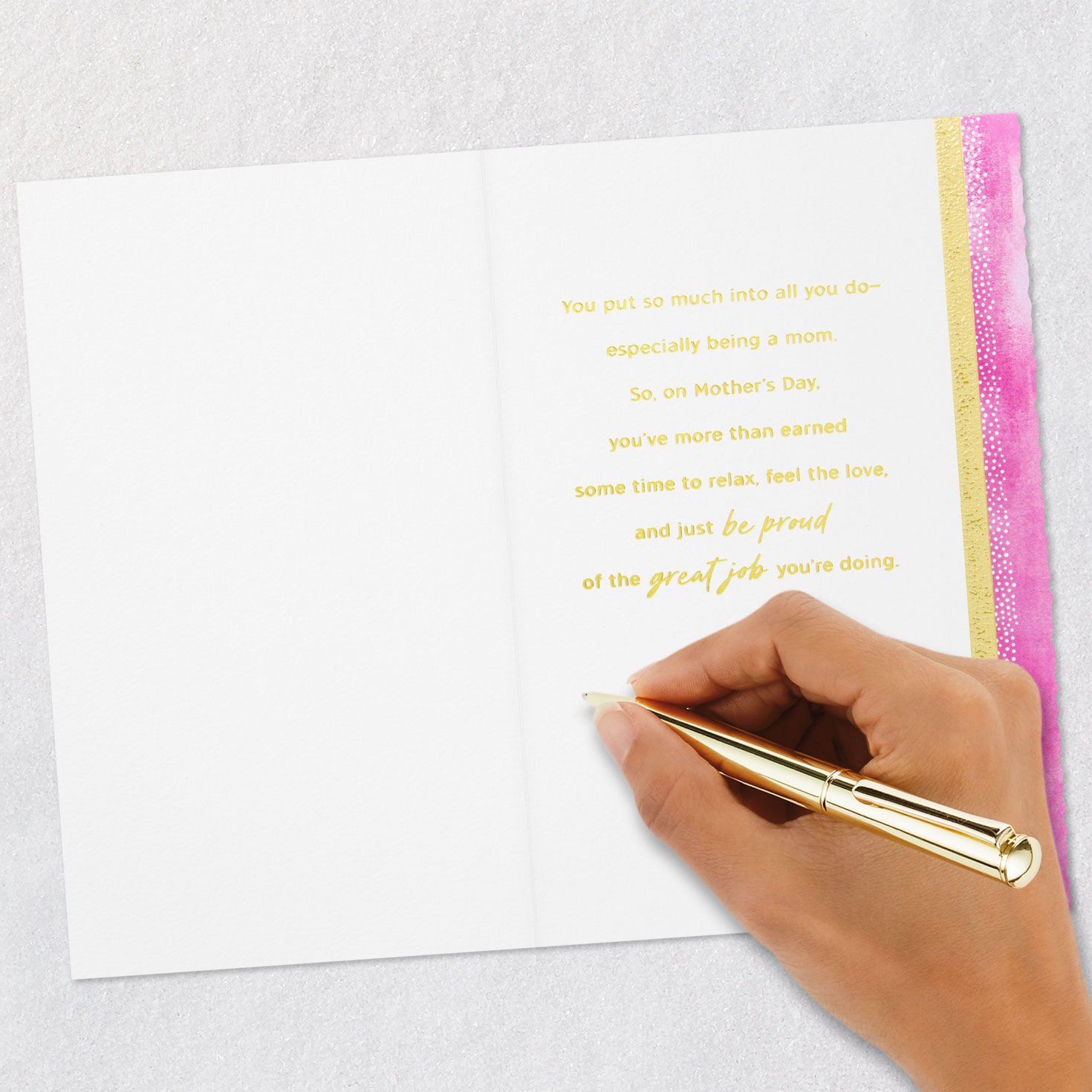 Pink and Gold Daisy Mother's Day Card for Niece Signing card image number 6