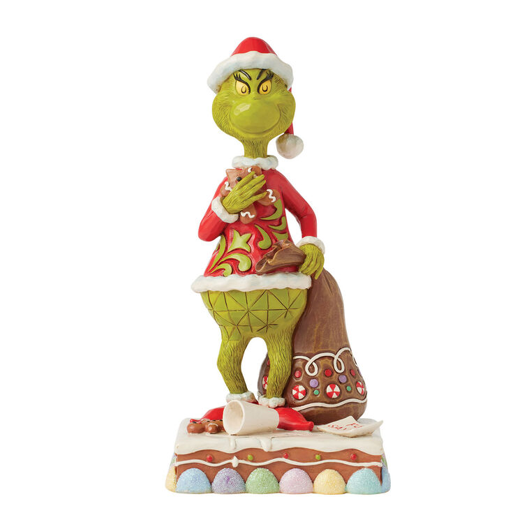 Jim Shore Grinch With Presents Eating Gingerbread Figurine, 8"
