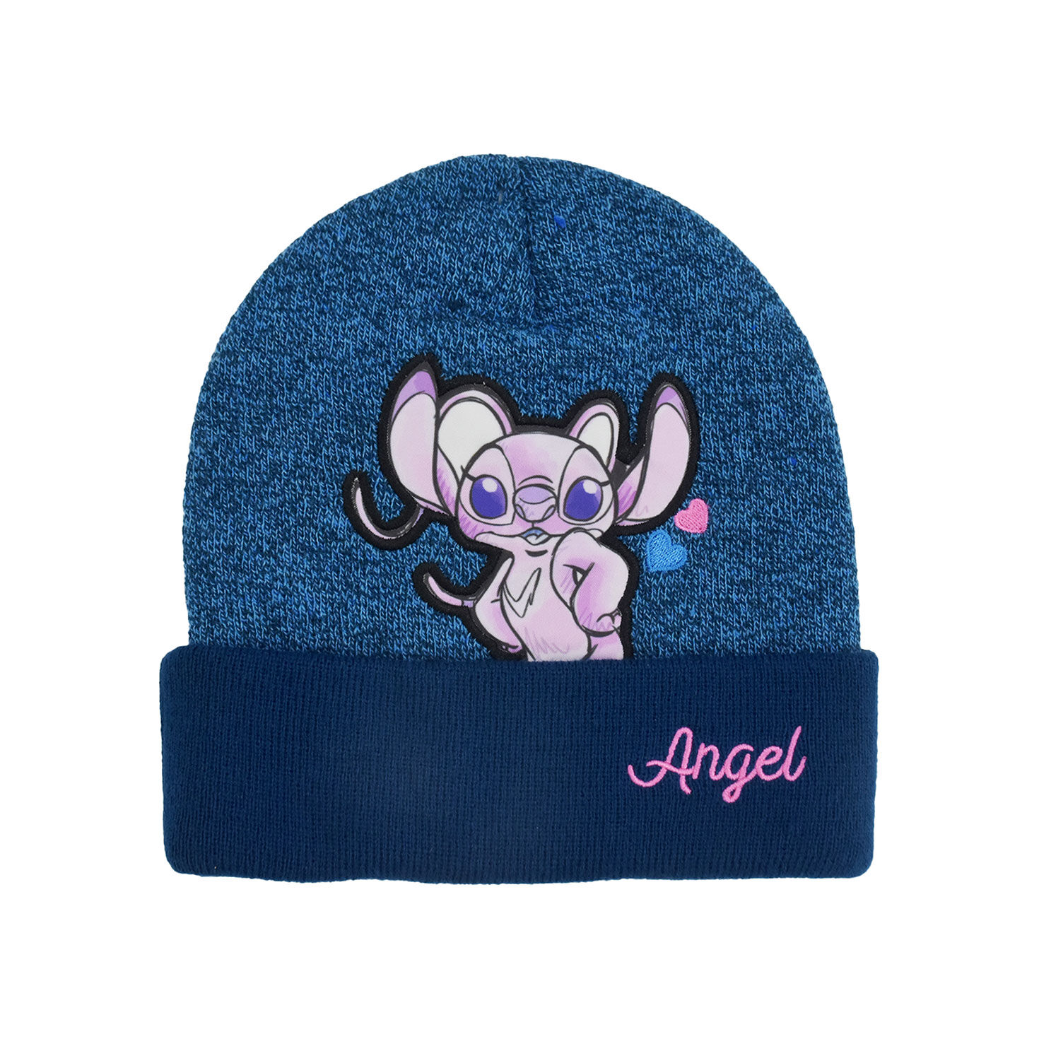 Disney Stitch and Angel 2-Sided Blue Beanie Hat Back image number 2