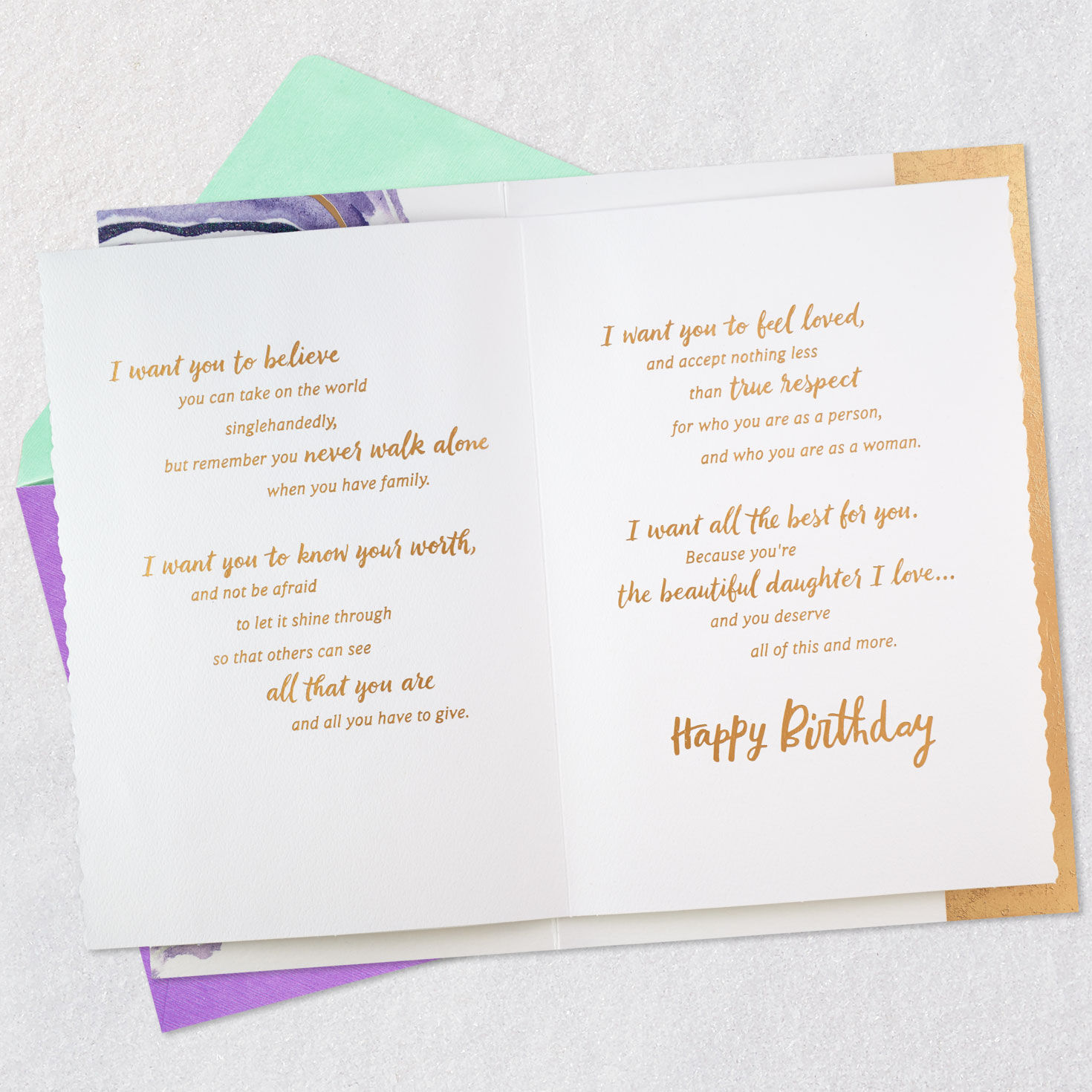 Purple Agate Birthday Card Open card with envelope image number 6