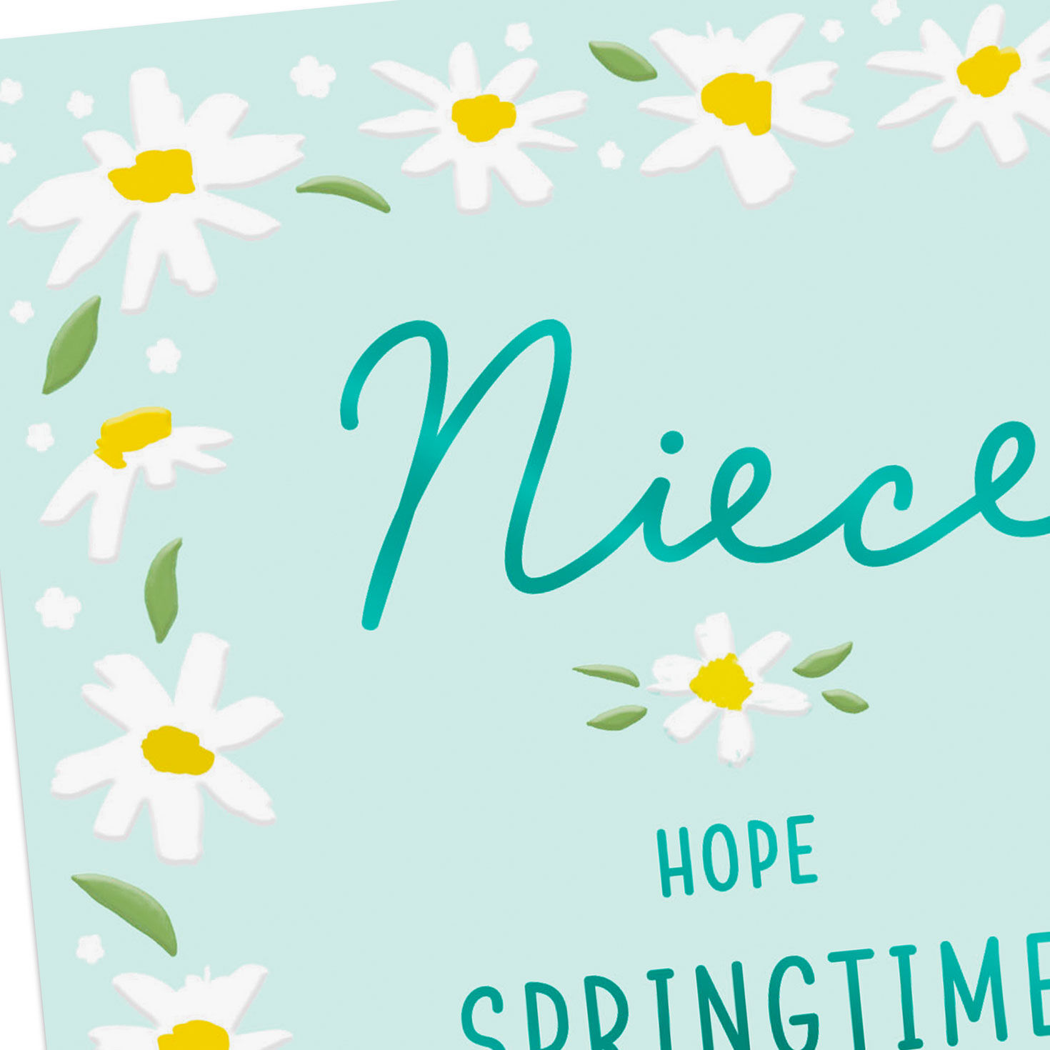 Painted White and Yellow Daisies Easter Card for Niece Card Front Detail image number 4