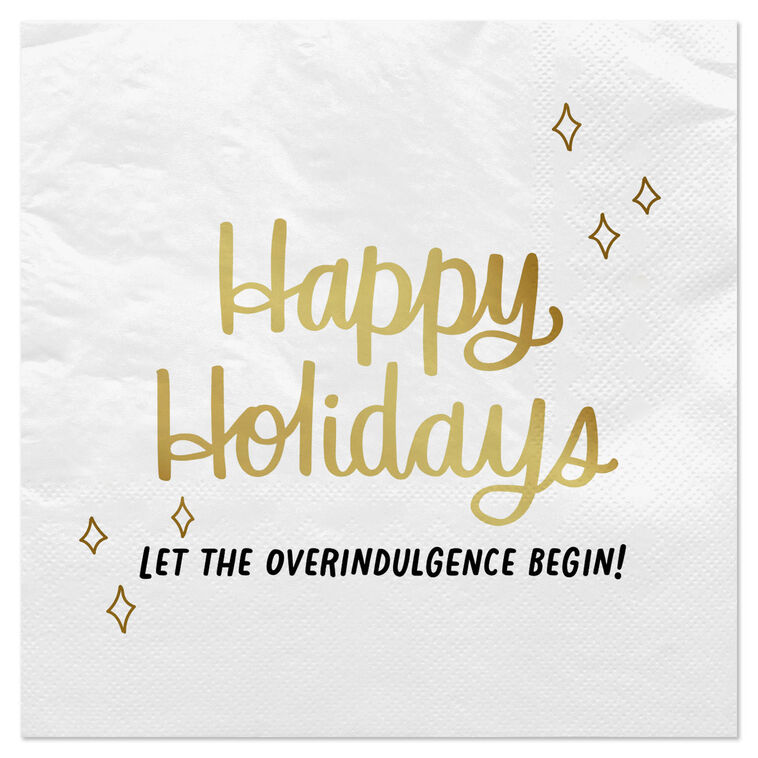 "Let the Overindulgence Begin!" Holiday Cocktail Napkins, Pack of 20
