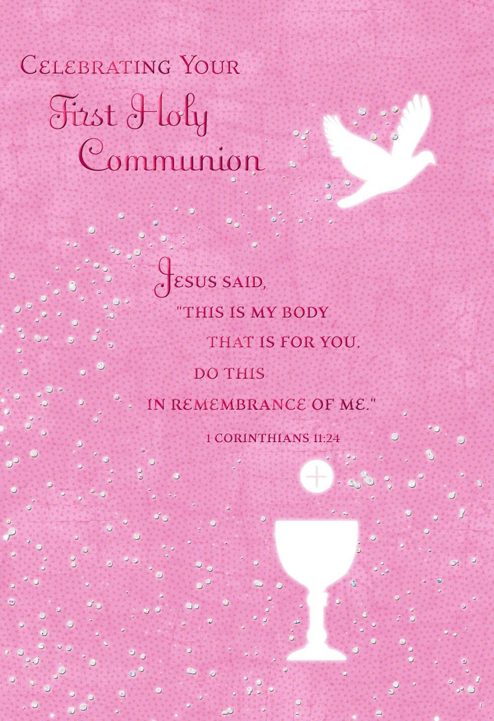 Remembering Jesus First Communion Card For Girl