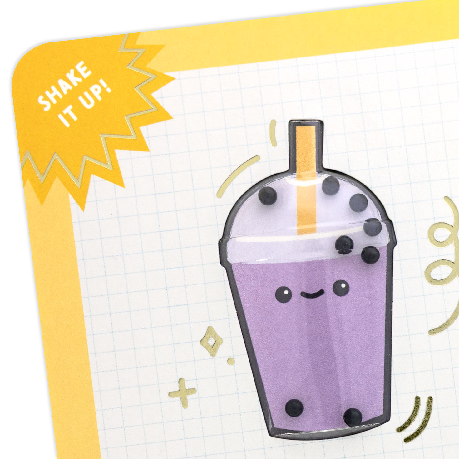 Treat Yourself Boba Tea Confetti Shaker Birthday Card Card Front Detail image number 4