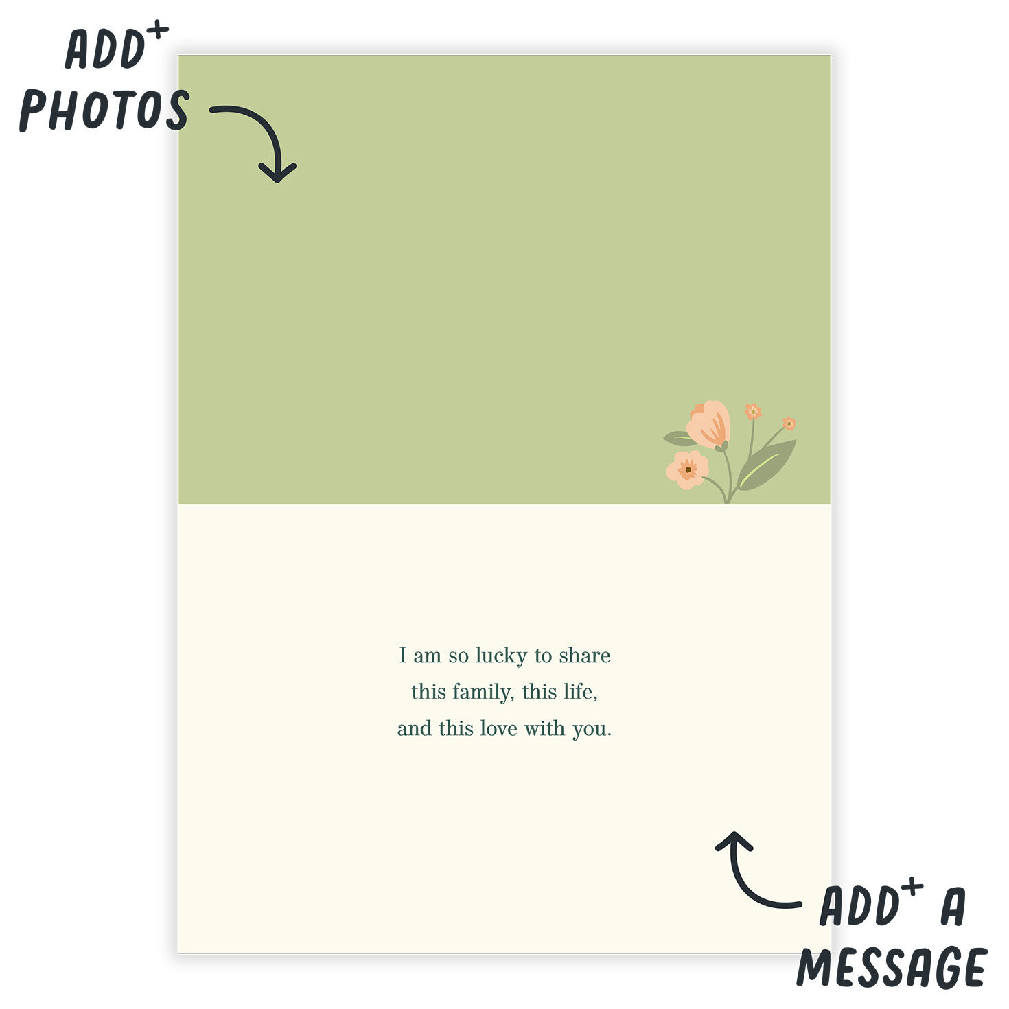 Watercolor Flowers Personalized Mother's Day Card Open Card indicating personalization image number 3