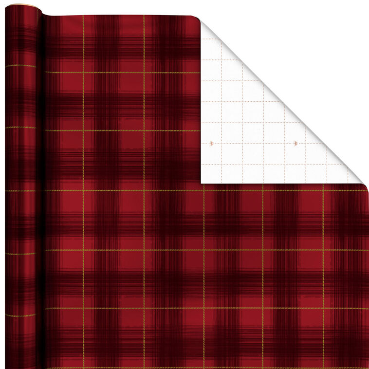 Red and Black Plaid Foil Holiday Wrapping Paper Roll, 22.5 sq. ft.