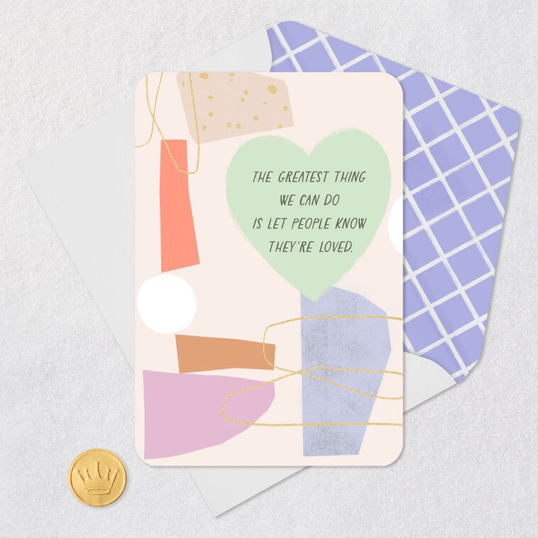 Heart and Abstract Shapes Love Card Card Front with Envelope and Gold Seal image number 5