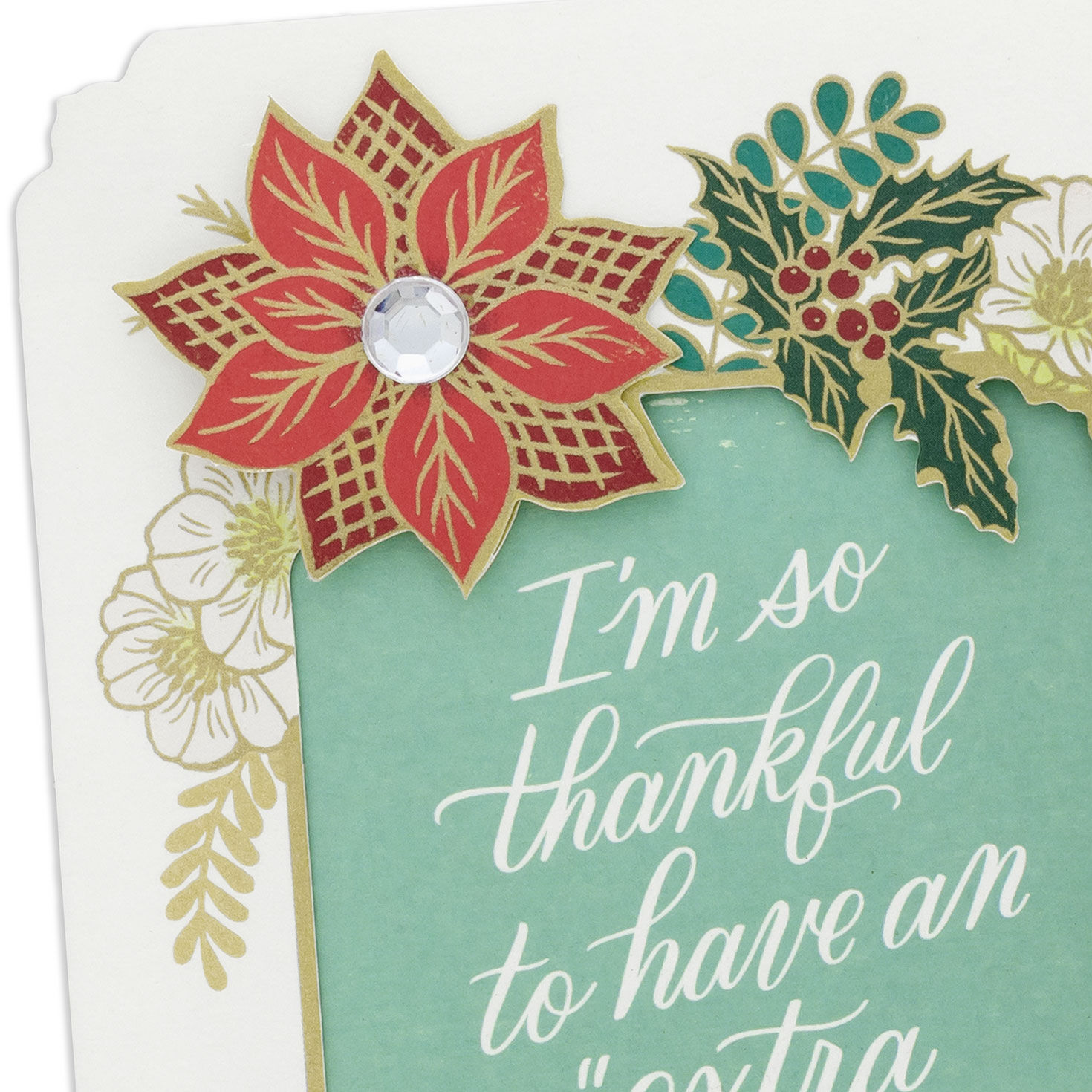 Poinsettia Floral Christmas Card for Daughter-in-Law Card Front Detail image number 5
