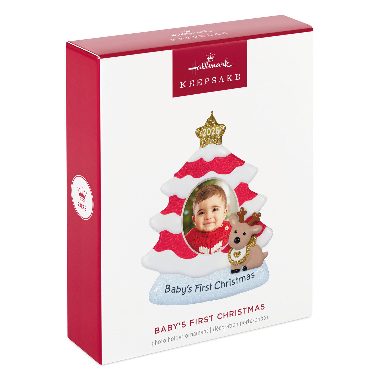 Baby's First Christmas Red and White Tree 2025 Photo Frame