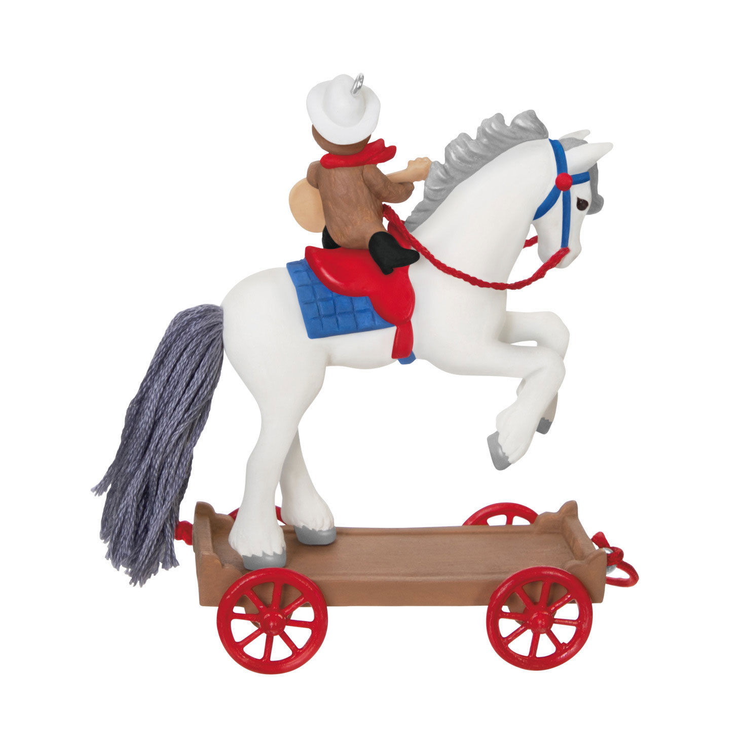 Teddy Bear on Horse Pull Toy Keepsake Ornament Back image number 6