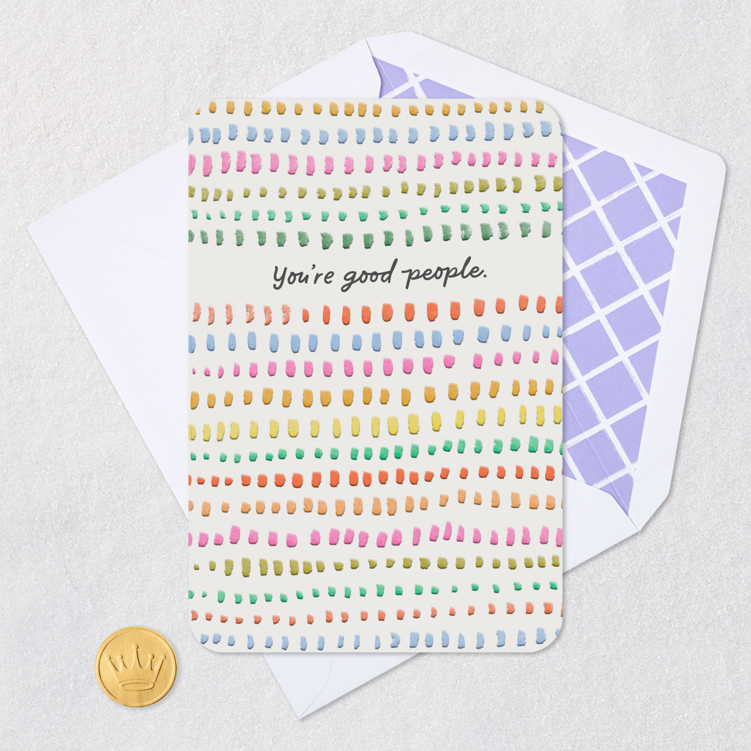 Colorful Dot Dash Pattern Thank You Card Card Front with Envelope and Gold Seal image number 5