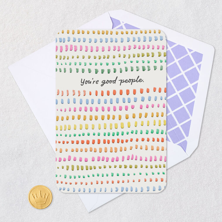 Colorful Dot Dash Pattern Thank You Card Card Front with Envelope and Gold Seal image number 5