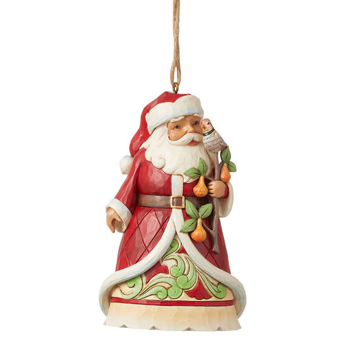 Jim Shore Worldwide Event Partridge and Pear Tree Santa Ornament, 4.33", 