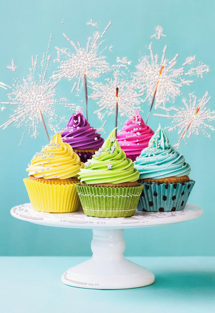 Sparkling Cupcakes Blank Birthday Card
