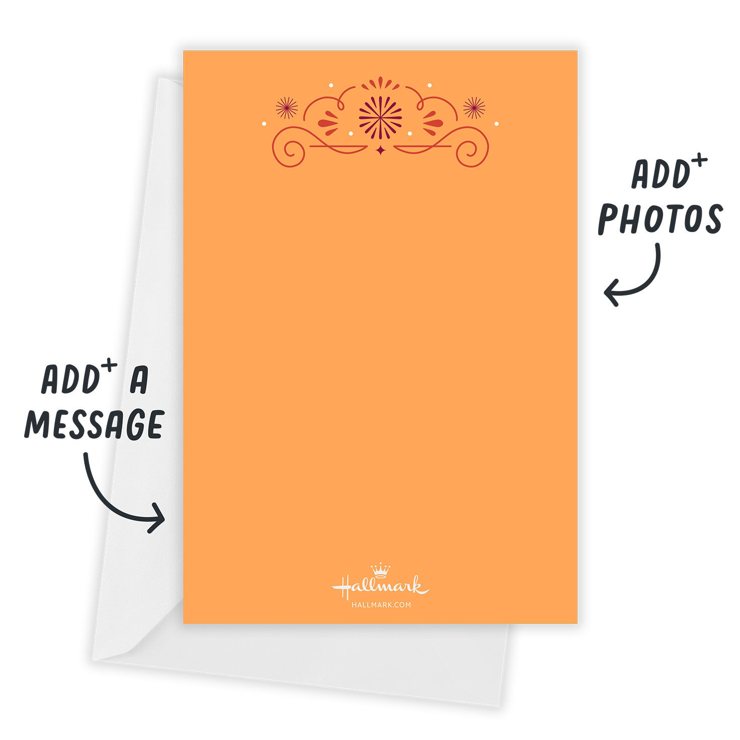 Orange Red Personalized Diwali Photo Card Open Card with Envelope indicating personalization image number 3