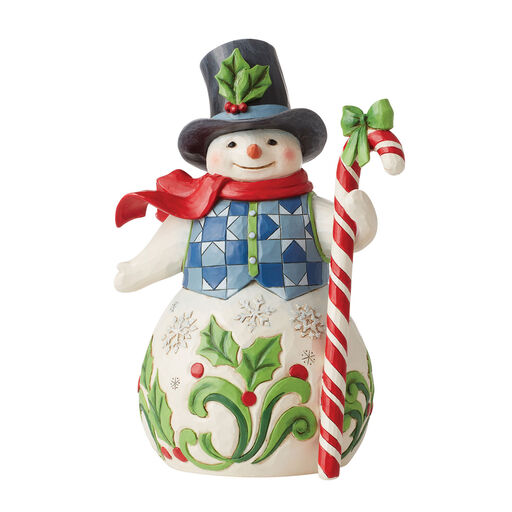Jim Shore Snowman With Candy Cane Figurine, 8.7", 