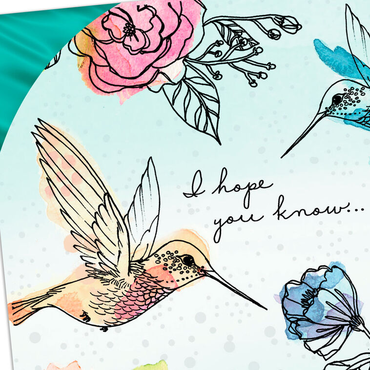 Watercolor Hummingbirds and Flowers Friendship Card Card Front Detail image number 4