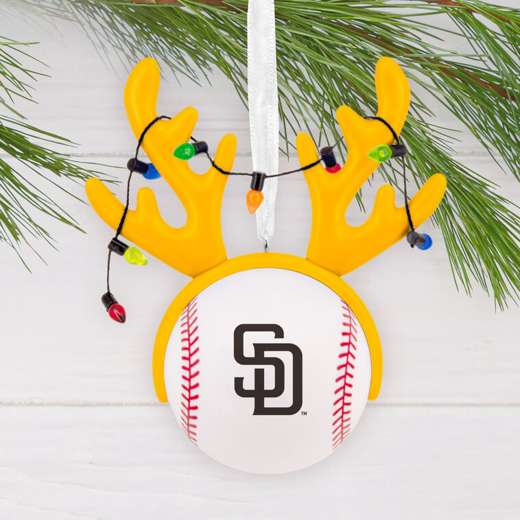 Padres Reindeer Baseball Christmas Ornament hanging on tree image number 2