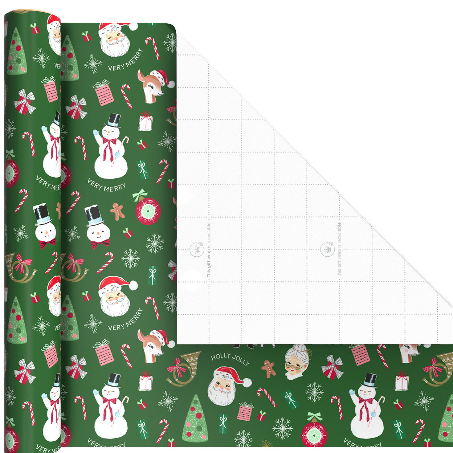 Cute Santa Icons 3-Pack Mini Xmas Gift Wrap Rolls Wrap Square image number 5