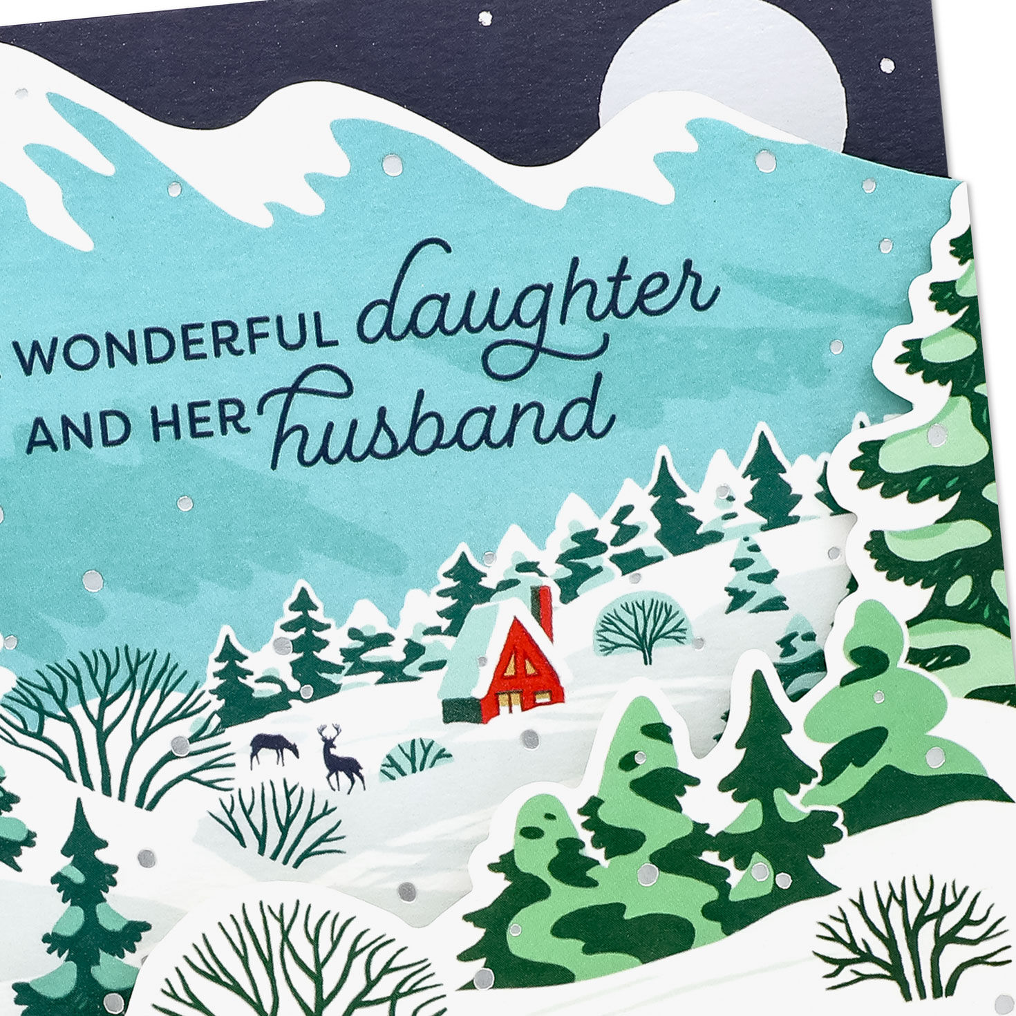 Winter Wonderland Christmas Card for Daughter and Husband Card Front Detail image number 6