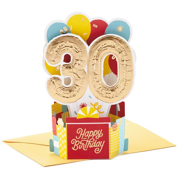 30 Birthday Balloons 3D Pop-Up 30th Birthday Card, , large image number 1