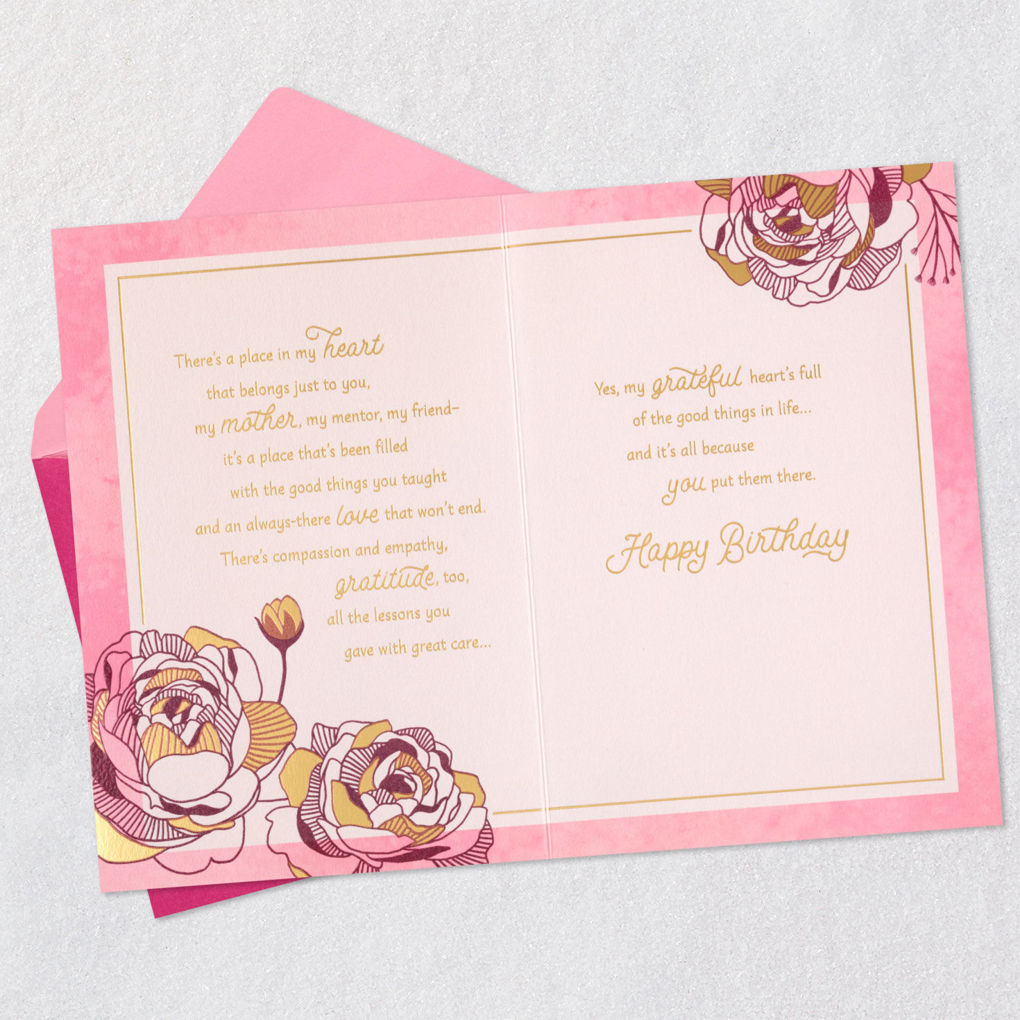 Birthday Card for Mom With Heart-Shaped Decoration Open card with envelope image number 4