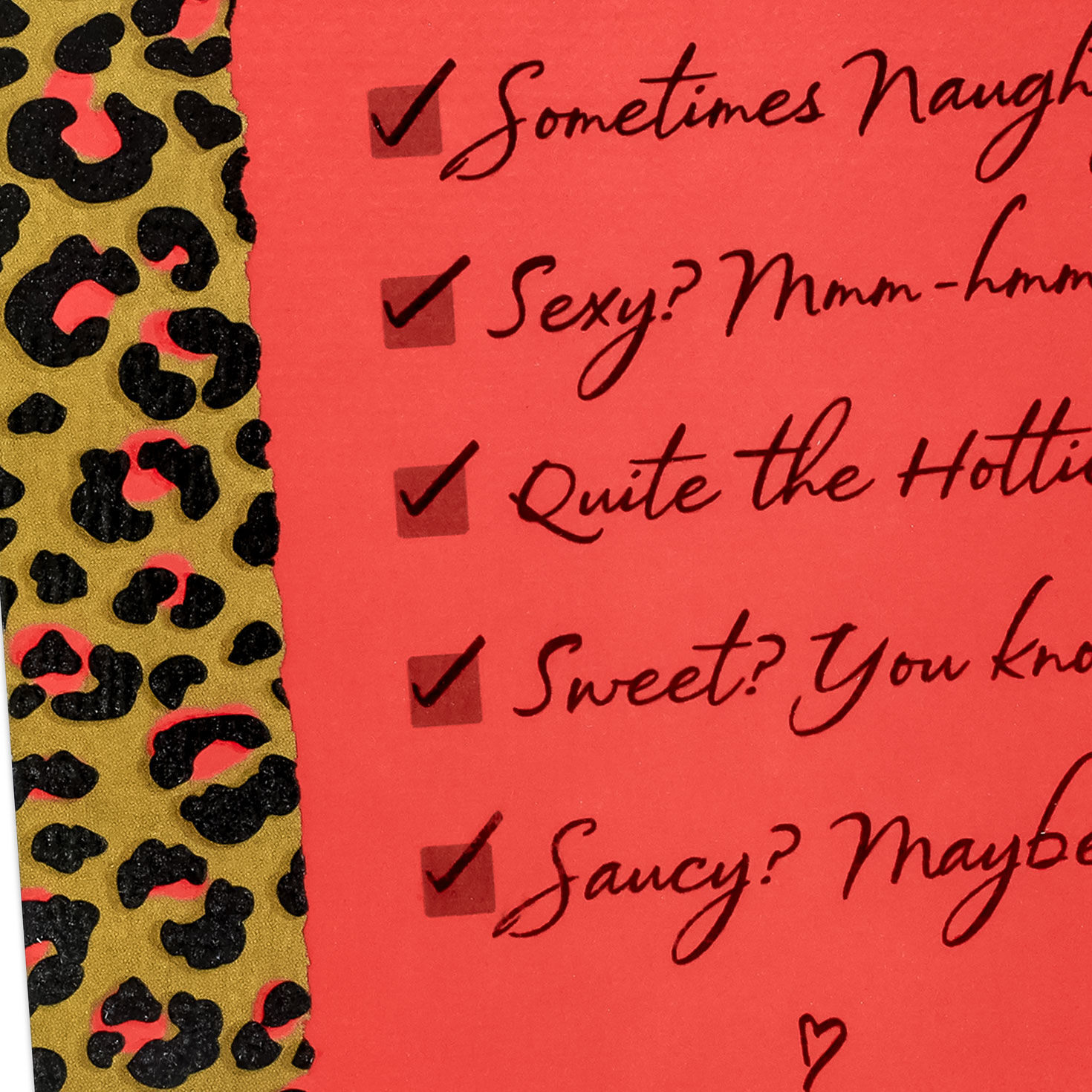 Red Checklist With Leopard Print Christmas Card for Wife Card Front Detail image number 4