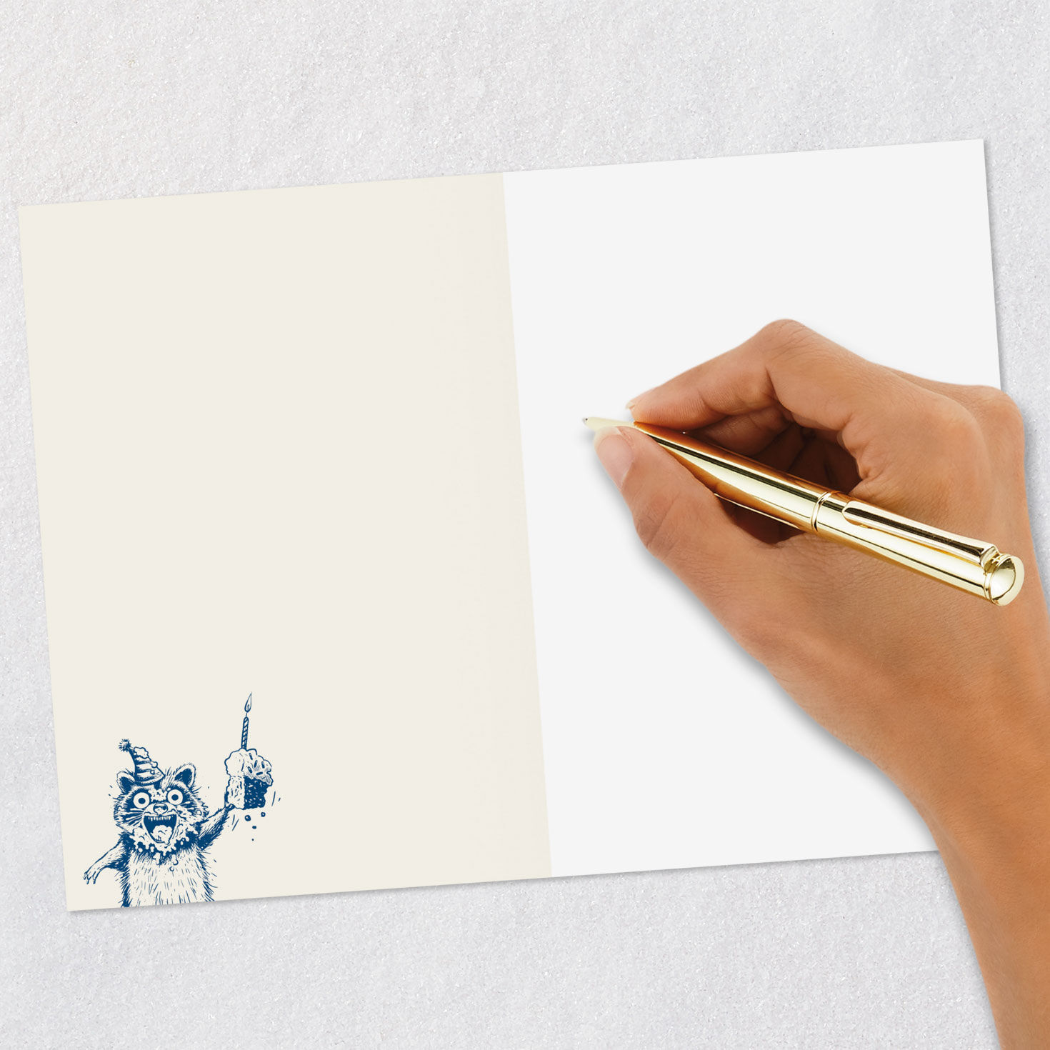 Enthusiastic Raccoon Funny Blank Birthday Card signing card image number 5