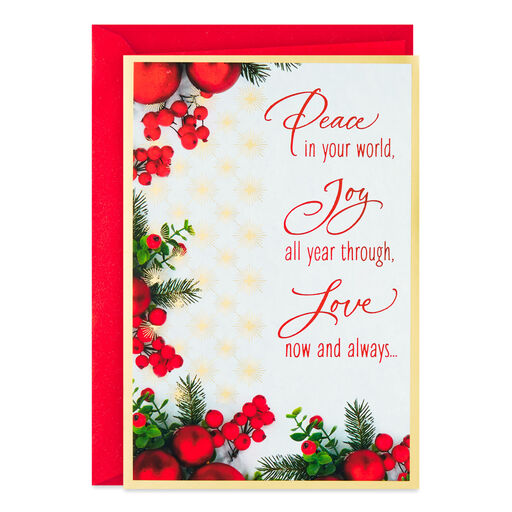 Peace, Joy, Love and Blessings Christmas Card, 