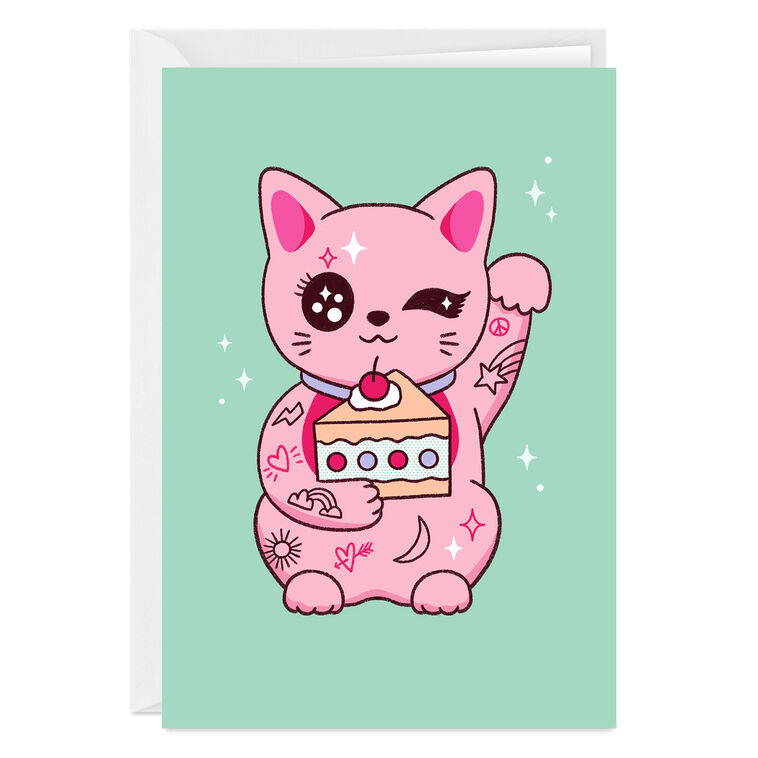 Pink Kawaii Cat Custom Card