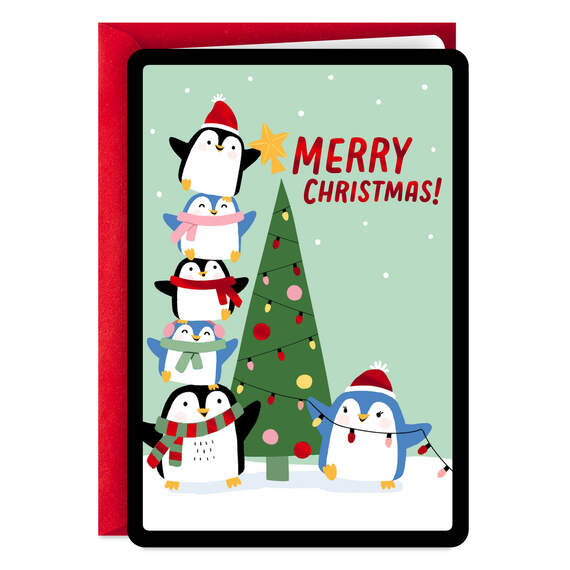 Love and Hugs Penguins Video Greeting Christmas Card, , large image number 2
