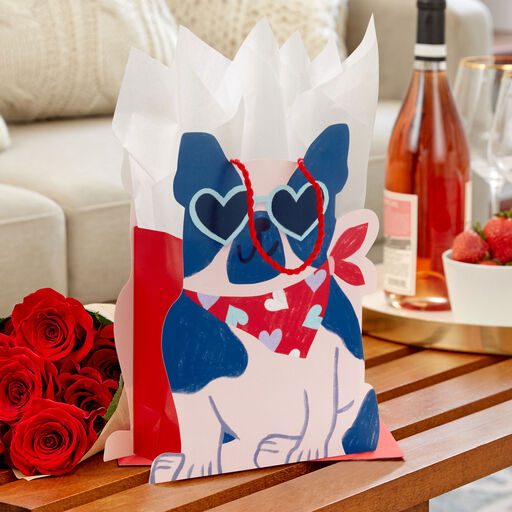 6.5" Dog in Heart Sunglasses Small Die-Cut Gift Bag, 