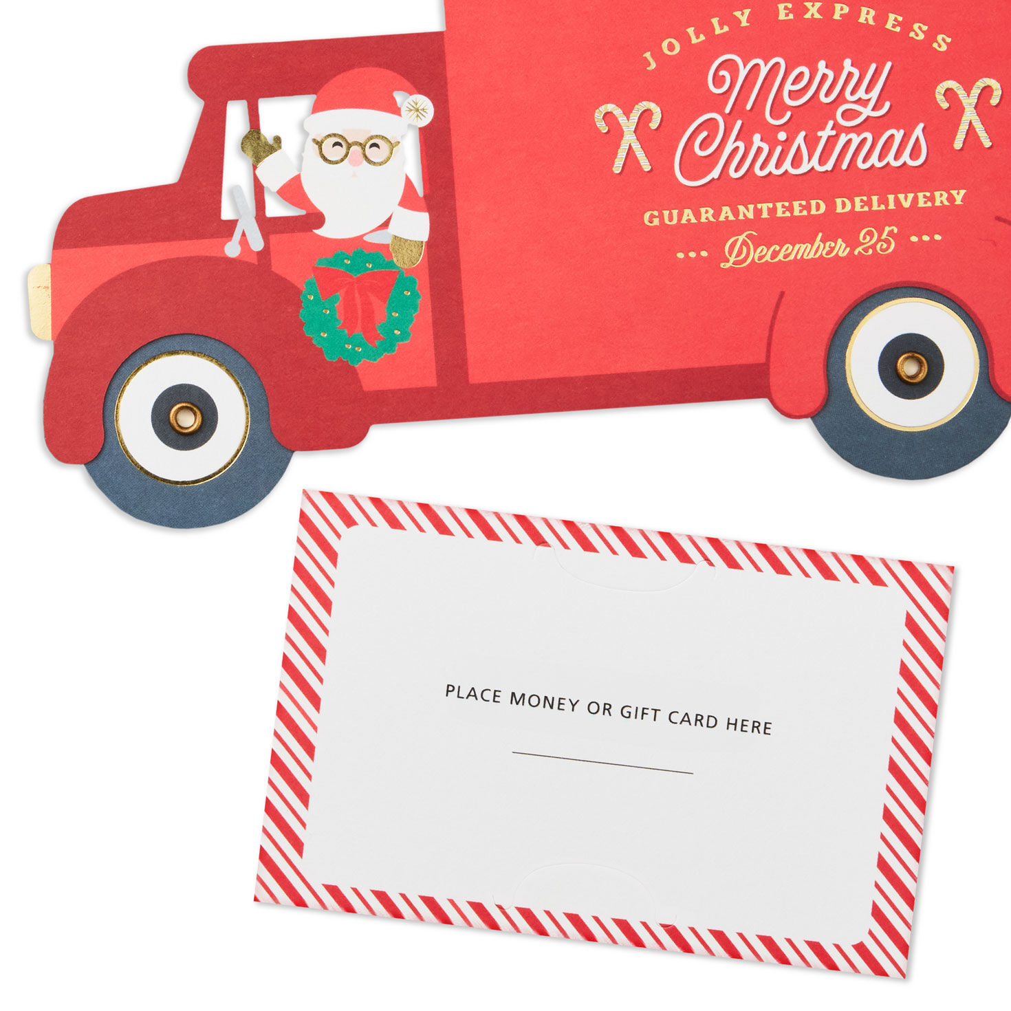 Christmas Truck Paper Craft Gift Card Holder Card Front Detail image number 5