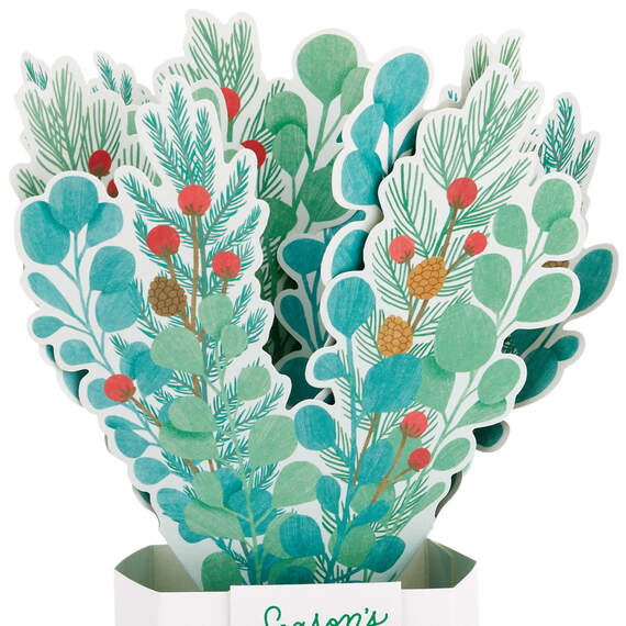 Season's Greetings Evergreen Boughs Bouquet Holiday Card, , large image number 4