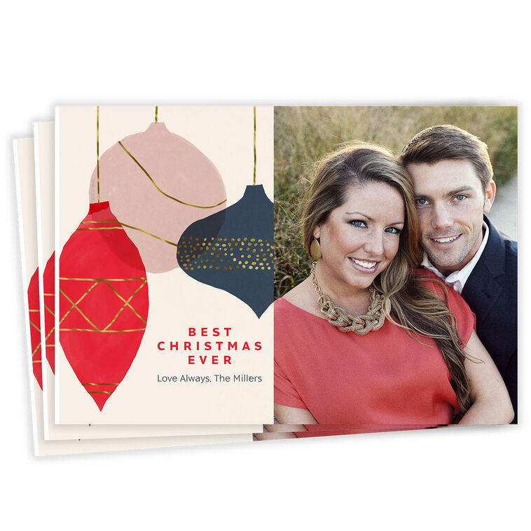 Modern Ornaments Flat Christmas Photo Card