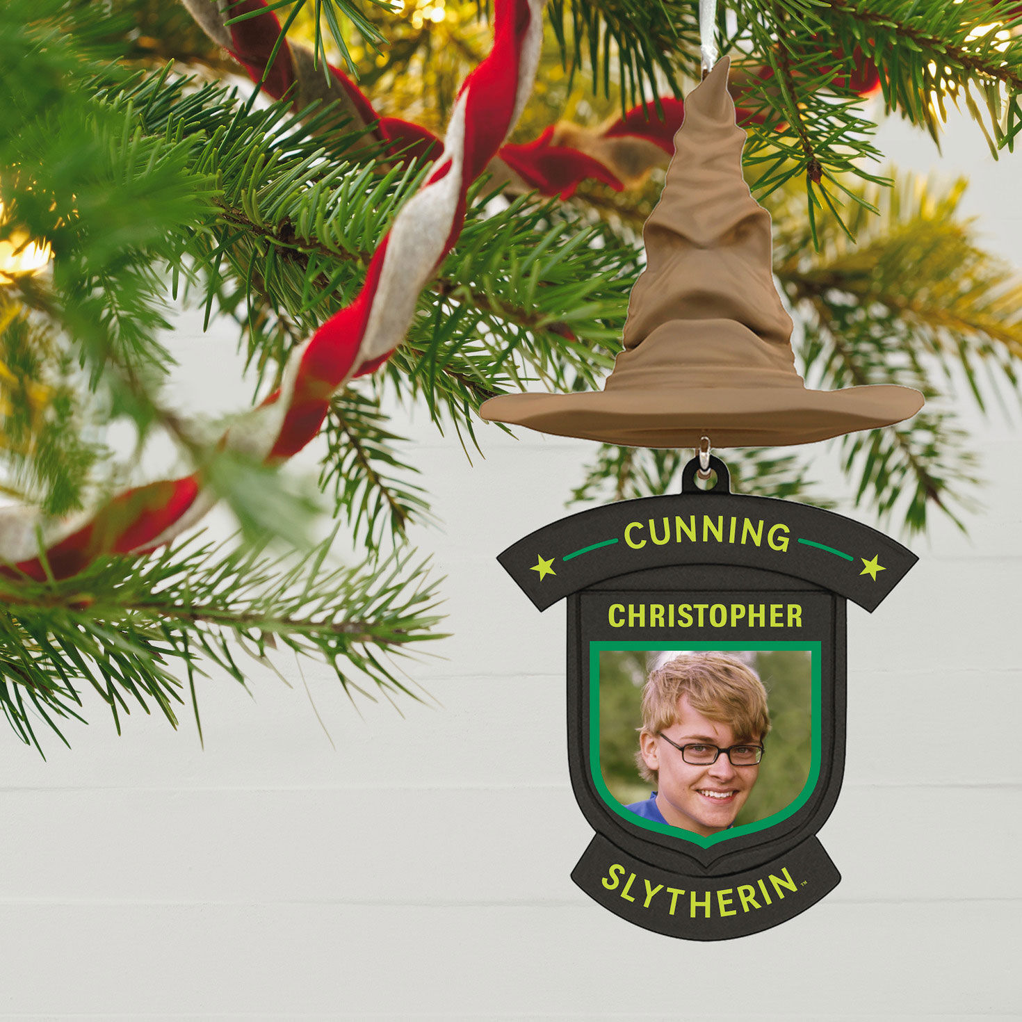 Harry Potter&trade; Sorting Hat House Trait Personalized Text and Photo Ornament, Slytherin&trade;, , large image number 2