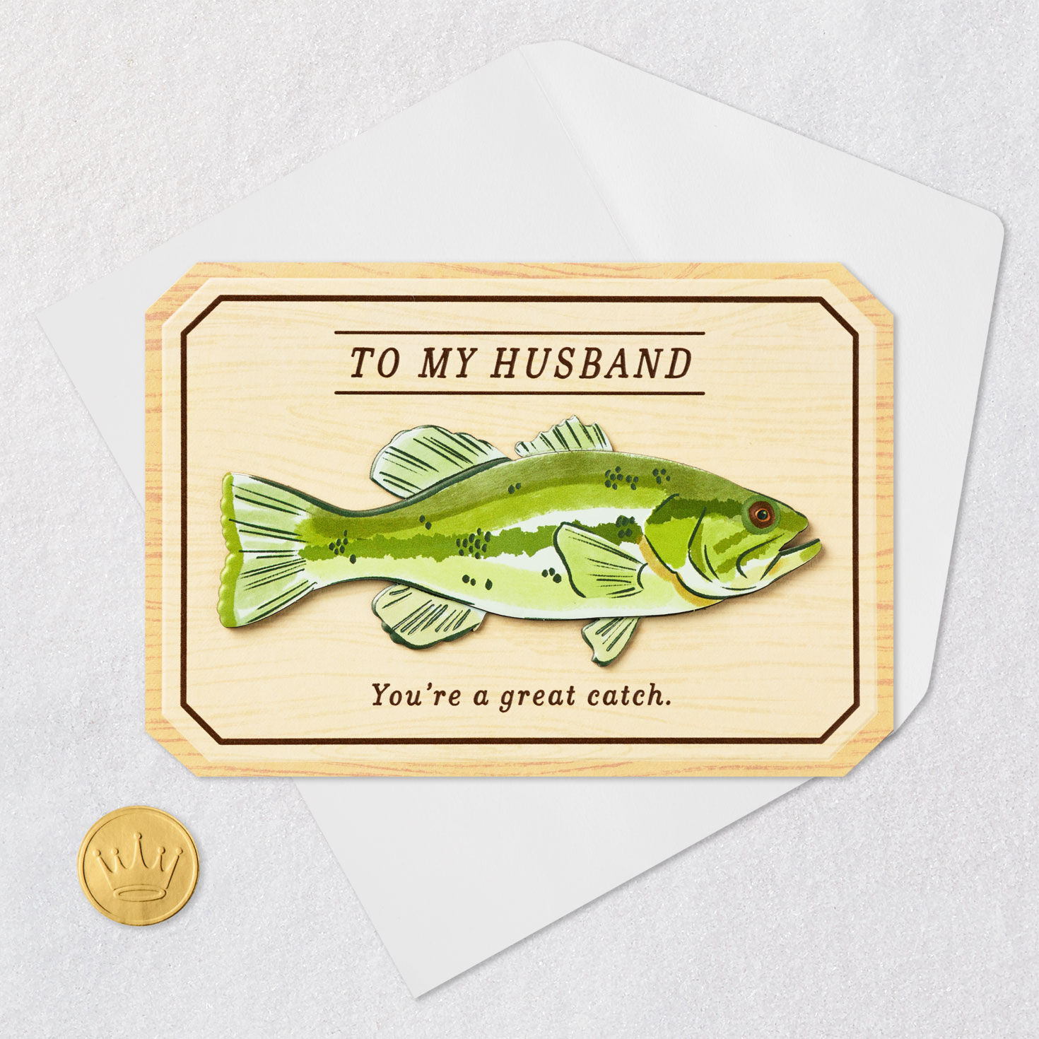 Mounted Fish Trophy Husband Birthday Card Card Front with Envelope and Gold Seal image number 5