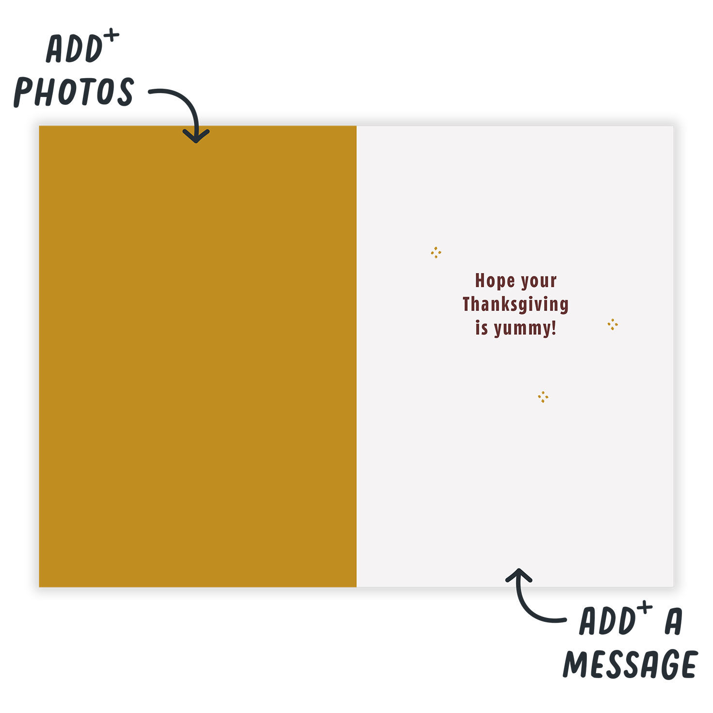 Pie Slice with Face Personalized Thanksgiving Card Open Card indicating personalization image number 3