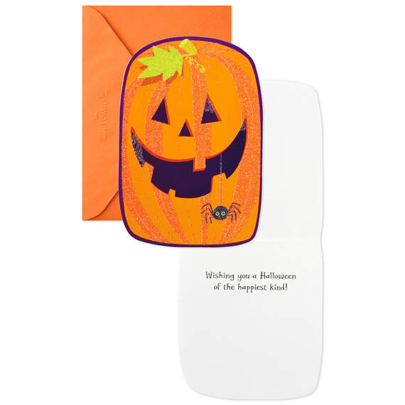 Smiling Pumpkin With Spider Halloween Cards, Pack of 6, , large image number 2