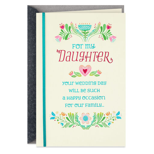 Folk Art Hearts and Flowers Bridal Shower Card for Daughter, 