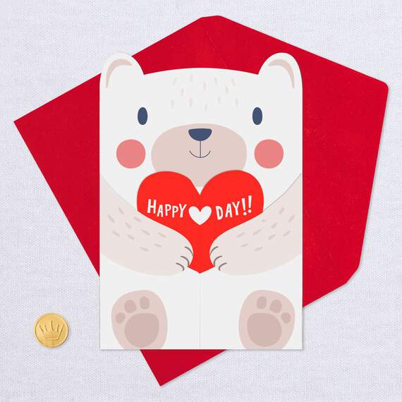 Happy Heart Day Bear Hug Valentine's Day Card, , large image number 5