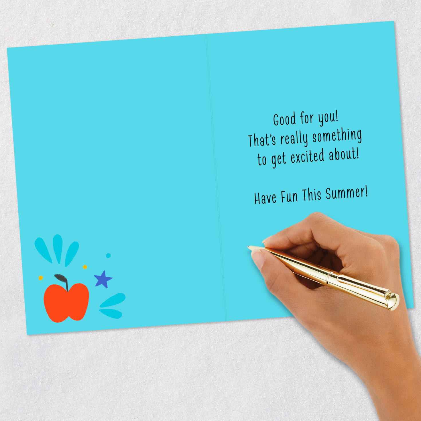 Blue Grid with Stars Grade School Graduation Card Signing card image number 6