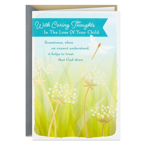 Dragonfly and Dandelions Religious Sympathy Card for Loss of Child, 